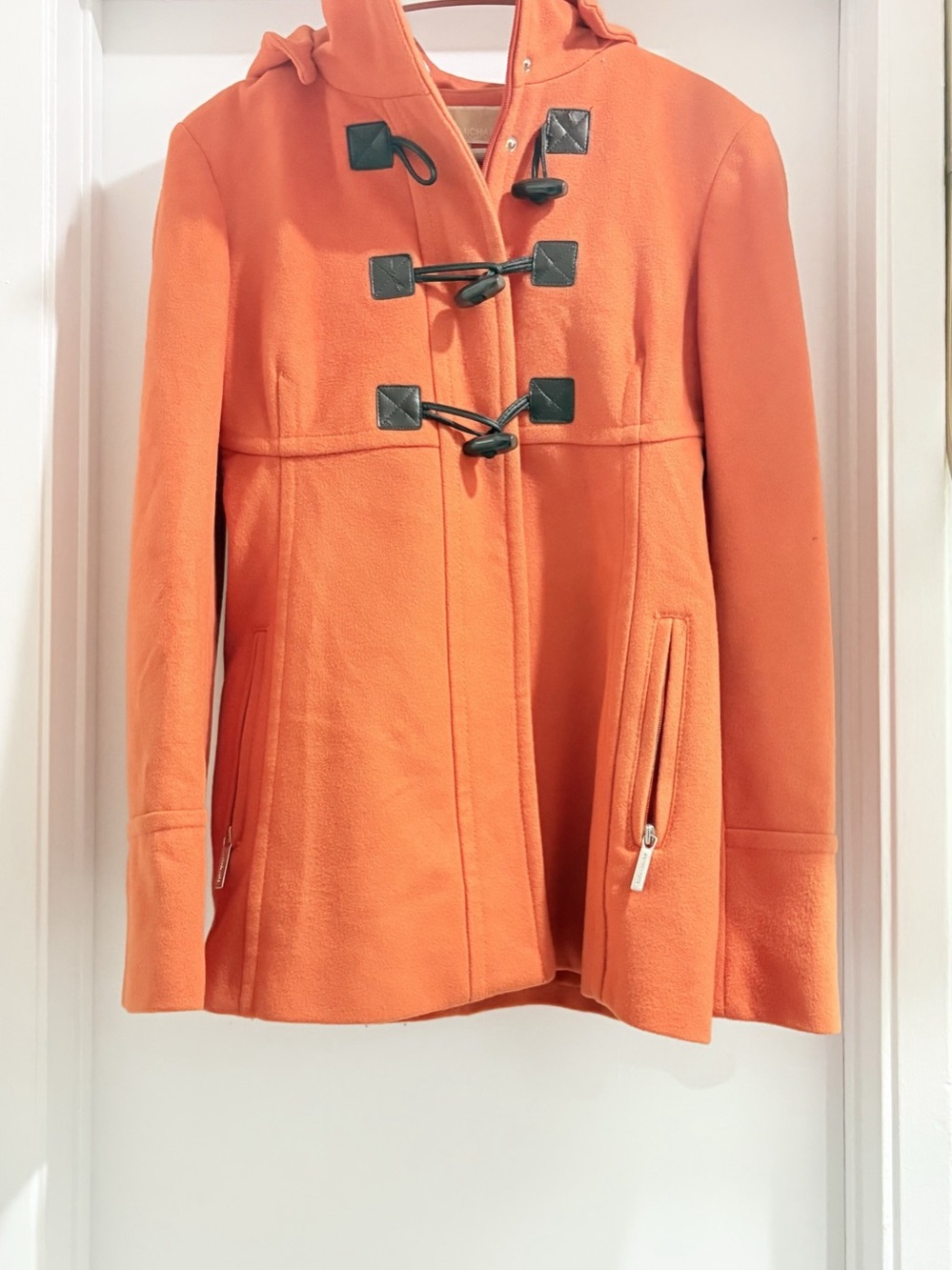 Michael Kors Orange Wool Toggle Coat Size 6 Like New